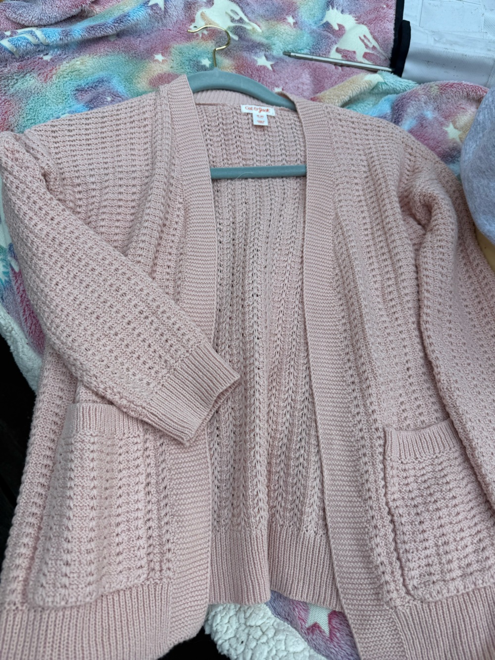Cat & Jack Blush Pink Open-Front Knit Cardigan